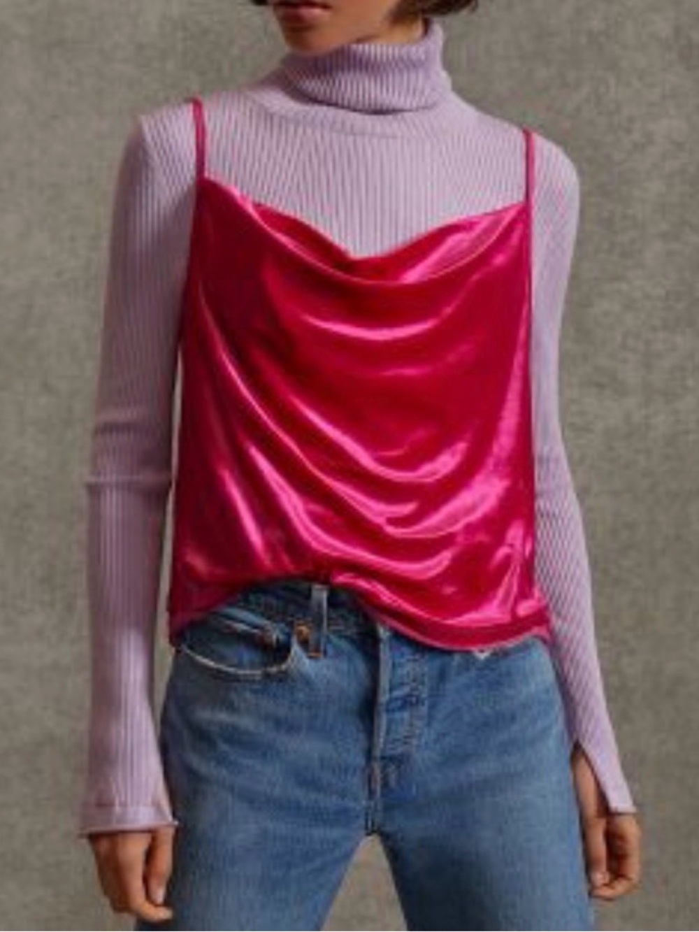 Maeve Hasley Velvet hot pink tank from Anthro